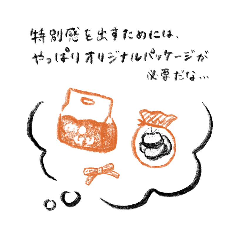 特別感を出すためには、やっぱりオリジナルパッケージが必要だな…
